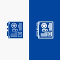 Computer, Main, Mainboard, Mother, Motherboard Line and Glyph Solid icon Blue banner Line and Glyph Solid icon Blue banner