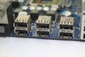 Computer mainboard usb ports Royalty Free Stock Photo