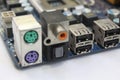 Computer mainboard usb ports ethernet port Royalty Free Stock Photo
