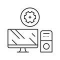 computer maintenance repair line icon vector illustration