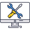 Computer maintenance web tool icon flat vector