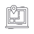 Computer map icon, linear isolated illustration, thin line vector, web design sign, outline concept symbol with editable Royalty Free Stock Photo