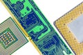 Computer Memory Chip With Two Processors Closeup Royalty Free Stock Photo
