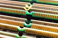 Computer memory modules. Gold plated connectors on SIMM and DIMM boards Royalty Free Stock Photo