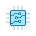 Computer Microchip Line Icon. CPU Processor Chip Pictogram. Digital Circuit Microchip Color Symbol. Electronic Hardware