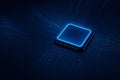 Computer microchip on motherboard, AI chip on circuit board, central computer Processor CPU concept Royalty Free Stock Photo