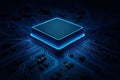 Computer microchip on motherboard, AI chip on circuit board, central computer Processor CPU concept Royalty Free Stock Photo