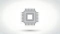 Computer Microchip Processor Icon with Pins Royalty Free Stock Photo