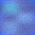 Computer microchip, seamless pattern on abstract blue background