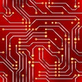 Computer microchip, seamless pattern on red background Royalty Free Stock Photo