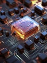 Computer Microchips on Electronic circuit board. AI Generative Royalty Free Stock Photo