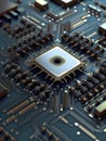Computer Microchips on Electronic circuit board. AI Generative Royalty Free Stock Photo