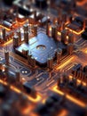 Computer Microchips on Electronic circuit board. AI Generative Royalty Free Stock Photo