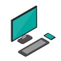 Computer and mobile, phone icon vector illustration in flat design