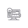 Computer modeling linear icon concept. Computer modeling line vector sign, symbol, illustration.