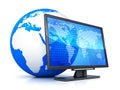 Computer monitor and abstract earth Royalty Free Stock Photo