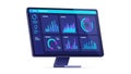 Computer monitor with analytics dashboard isolated on white background Royalty Free Stock Photo