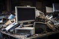 computer monitor being recycled, with broken parts removed and safely disposed of