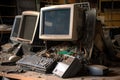 computer monitor being recycled, with broken parts removed and safely disposed of