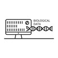 Computer monitor with biological data and dna molecule vector illustration