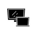 Computer monitor black icon, vector sign on isolated background. Computer monitor concept symbol, illustration Royalty Free Stock Photo