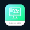 Computer, Monitor, Box, Computing Mobile App Button. Android and IOS Line Version Royalty Free Stock Photo