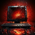 a computer monitor with broken glass on it Royalty Free Stock Photo