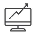 Computer monitor with business graph growing chart line icon