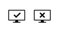 Computer monitor with check mark and cross icon. System validation and error notification symbol Royalty Free Stock Photo