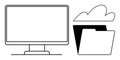 Computer Monitor with Cloud and File Folder Representing Cloud Data Storage Royalty Free Stock Photo