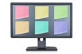 Computer monitor with color note papers Royalty Free Stock Photo