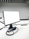 computer monitor with cutout screen on white table