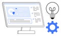 Digital Workflow on Monitor With Insights, Idea Generation, and Gear Icon for Productivity and Innovation Royalty Free Stock Photo