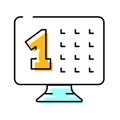 Computer monitor displaying calendar date number one icon Royalty Free Stock Photo