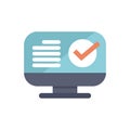 Computer monitor displaying checkmark icon for completed task Royalty Free Stock Photo