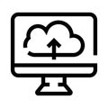 Computer monitor displaying cloud upload data transfer icon Royalty Free Stock Photo