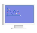 Computer monitor displaying a colorful line graph with data points. Business analytics and performance metrics Royalty Free Stock Photo