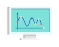 Computer monitor displaying a colorful line graph. Simple business analytics on screen. Modern data analysis chart Royalty Free Stock Photo