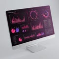 Computer monitor displaying a corporate dashboard with various data visualizations Royalty Free Stock Photo