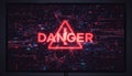 Computer monitor displaying danger warning cybersecurity system error Royalty Free Stock Photo