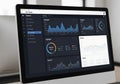 Computer monitor displaying a dashboard interface with data Royalty Free Stock Photo