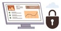 Data Security Concept with Computer Screen, Chart, and Lock Symbol Royalty Free Stock Photo