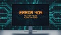 Computer monitor displaying 404 error page not found Royalty Free Stock Photo