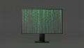 Computer monitor displaying green binary code and digital data Royalty Free Stock Photo