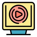 Computer monitor displaying streaming video player icon Royalty Free Stock Photo