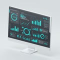 A computer monitor displays a digital dashboard interface with various data Royalty Free Stock Photo