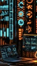 A computer monitor displays a number of graphs and charts Royalty Free Stock Photo
