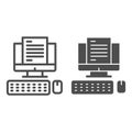 Computer monitor with document line and solid icon, business concept, Office documentation on screen vector sign on Royalty Free Stock Photo