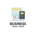 Computer, Monitor, Education, Calculate Business Logo Template. Flat Color