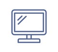 Computer monitor icon in line art style. Desktop screen lineart pictogram. Empty outlined rectangle PC display for web Royalty Free Stock Photo